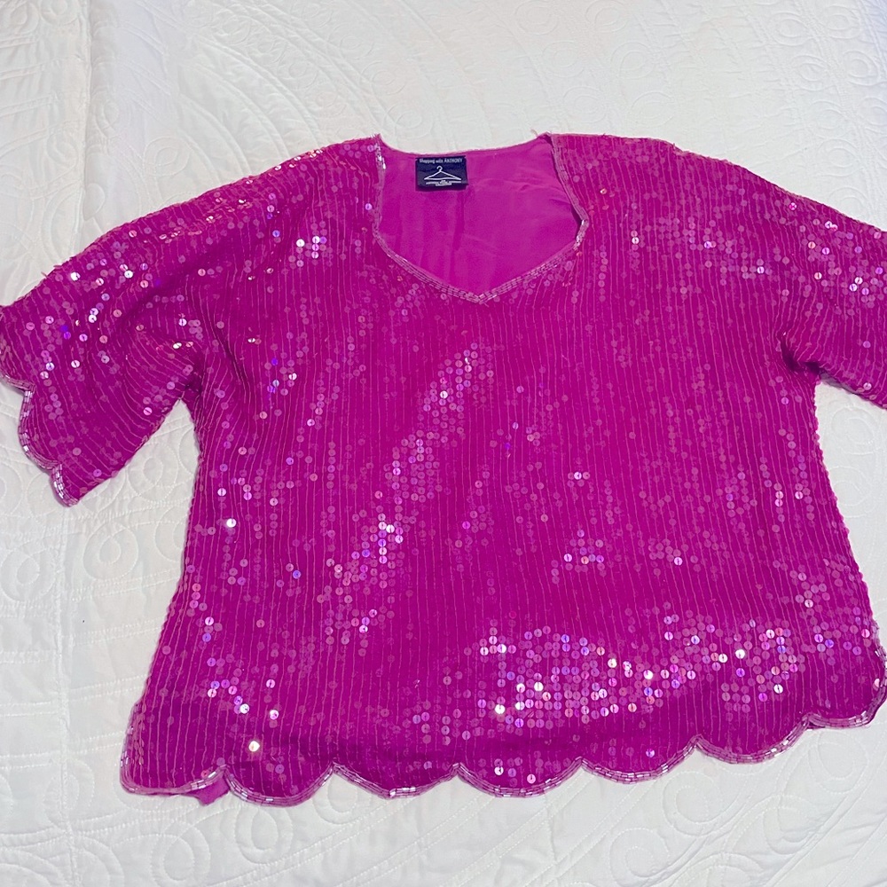 Anthony Mark Hankins Sequin Scallop Sequin Top